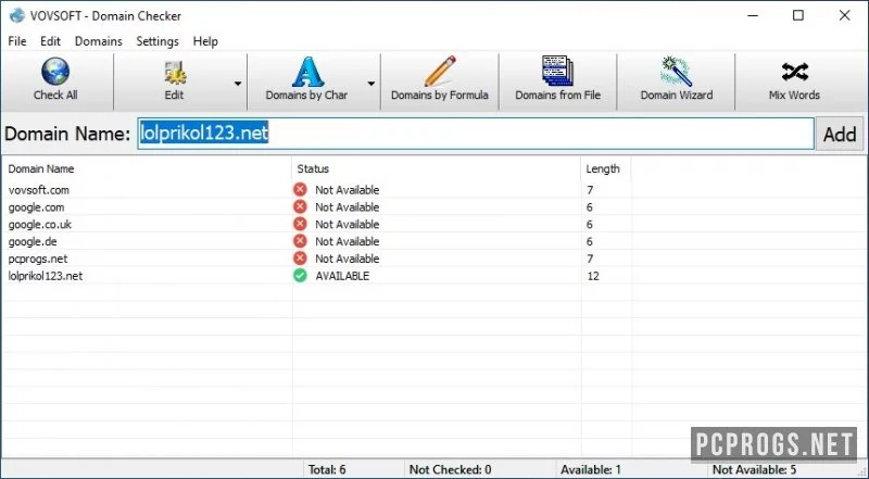 VovSoft Domain Checker — изображение 1
