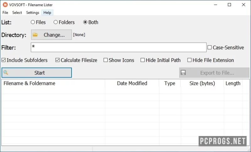 VovSoft Filename Lister — изображение 1