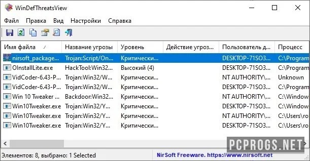 WinDefThreatsView — изображение 1