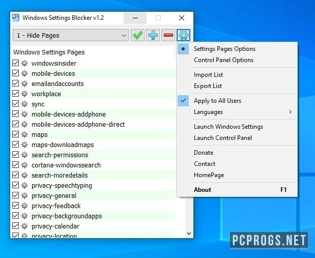 Windows Settings Blocker — изображение 1